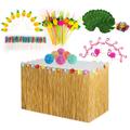 Party Hawaii Table Skirt Honeycomb Pineapple Flamingo Umbrella Fruit Straw Combination Festival Decoration