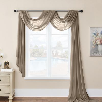 Valentine's Day Luxury Window Scarf Sheer Voile Elegant Topper Long Window Valance Solid Window Treatment Swags Drapes for Window Ceremony Wedding Canopy Bed