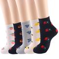 5 Pairs Women's Crew Socks Work Daily Holiday Plants Flower Cotton Sexy Casual Lolita Cute Sports Socks