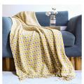Sofa blanket knitted blanket houndstooth tassel wool blanket small blanket summer woven blanket American thread blanket