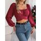 Shirt Crop Women's Pink Wine Dusty Rose Plain Crop Top Street Daily Fashion U Neck Regular Fit S