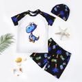 Kids Boys Swimsuit Cartoon Short Sleeve Outdoor Fashion White Summer Clothes 3-7 Years