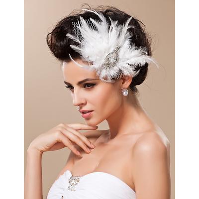 Copy To Headpiece For Wedding Gorgeous Feather With Rhinestones/ Tulle