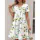 Tenue décontractée robe verte Femme Floral Imprimer Ample Asymétrique Bohême Rétro Vintage Vacances Manche Courte Ample Vert Eté Printemps S M L XL XXL