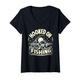Damen Hooked On Fishing Gifts Funny Graphic Tees T-Shirt mit V-Ausschnitt