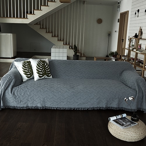 Sofabezug Sofadecke einfarbig Couchbezug Couchschutz Sofaüberwurf waschbar für Sessel/Wohnzimmer/3 Sitzer/4 Sitzer/L-Form Sofaklassische geprägte Polyester / Baumwollmischung Überzüge Image