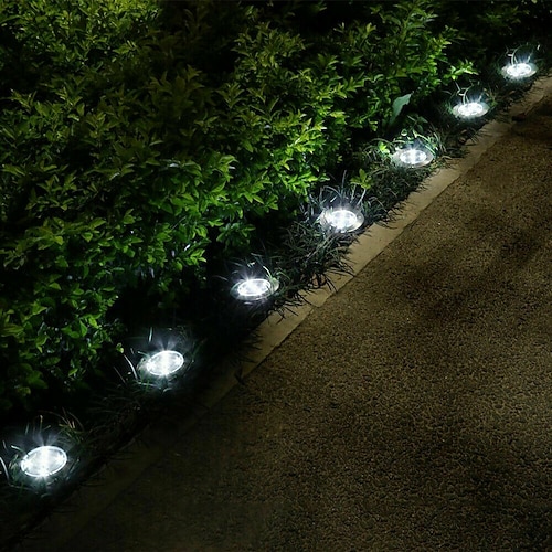 Solar-Bodenleuchten 8 LEDs Gartenleuchten Terrassenscheibenleuchten Boden-Außenlandschaftsbeleuchtung für Rasenterrassenweg Hofdeck Gehweg Image
