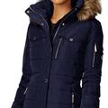 Michael Kors Faux Fur Trim Down Puffer Coat - Navy - Blue