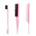 3 Pcs Edge Slick .. Brush Set with 1 .. Pcs Edge Brush 1 .. Pcs Bristle Hair Brush .. 1 Pcs Rat Tail .. Comb Edge Teasing Brush .. Set for Baby Hair .. & Flyaways - Pink