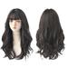 Soug Long Curly Hair Women Wig W/ Bangs Daily Brown Black Lolita Cosplay Braided Wig] New