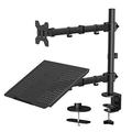 Laptop Monitor Stand with Keyboard Tray Adjustable Desk Mount Laptop Holder with Clamp and Grommet Mounting Base for 13 to 27 Inch LCD Computer Screens Up to 22lbs Notebook up to 15.6 Black