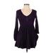 Torrid Casual Dress - A-Line V Neck 3/4 sleeves: Purple Solid Dresses - Women's Size Large Plus