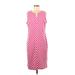 Talbots Casual Dress - Shift: Pink Chevron Dresses - Women's Size Large