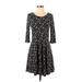 Maison Jules Casual Dress - A-Line Scoop Neck 3/4 sleeves: Black Dresses - Women's Size Small