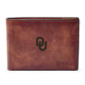 Men's Fossil Brown Oklahoma Sooners Derrick Front Pocket Leather Bi-Fold Wallet