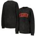 Women's Pressbox Black Wisconsin Badgers Comfy Cord Vintage Wash Basic Arch Pullover Sweatshirt