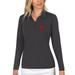 Women's Antigua Charcoal Indiana Hoosiers Tribute Long Sleeve Polo