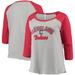 Women's Soft as a Grape Heathered Gray/Red Cleveland Indians Plus Size Baseball Raglan 3/4-Sleeve T-Shirt