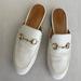 Gucci Shoes | Gucci Princetown Mule Eu 37.5 Us 7.5 White Horsebit Loafer Flat Leather Slipper | Color: Cream/White | Size: 37.5eu