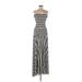 FELICITY & COCO Cocktail Dress - A-Line Strapless Sleeveless: Silver Stripes Dresses - Women's Size Medium