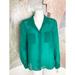 American Eagle Outfitters Tops | American Eagle Outfitters Aeo Emerald Green Sheer Pocketed Blouse Top Medium | Color: Green | Size: M