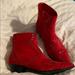 Free People Shoes | Free People Red Suede Booties - Size 9 | Color: Red/Silver | Size: 9