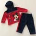 Disney Matching Sets | Mickey Mouse Baby Boy Hoodie & Pants Set Outfit | Color: Blue/Red | Size: 3-6mb
