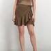 Free People Skirts | Free People Ruffle My Feathers Mini Skirt | Wrap Skirt With Adjustable Tie | Color: Brown/Green | Size: 12