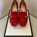 Gucci Shoes | Authentic Gucci Leather Hibiscus Red Marmont Platform W/Double Fringe, Gg Logo | Color: Red | Size: 37