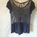 American Eagle Outfitters Tops | Like New American Eagle Navy Sheer Beaded Top | Color: Blue | Size: S