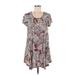 Silence and Noise Casual Dress - Mini Scoop Neck Short sleeves: Gray Dresses - Women's Size Medium