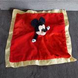Disney Other | Disney Baby Mickey Mouse Lovey Security Blanket Red With Yellow Satin Trim | Color: Red/Yellow | Size: Osbb