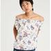 American Eagle Outfitters Tops | American Eagle White Floral Off The Shoulder Top | Color: Pink/White | Size: S