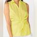 Nine West Tops | New Nine West Vibrant Yellow Bow Front Cotton Top Sleeveless. Large | Color: Yellow | Size: L