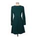 J.Crew Casual Dress - A-Line High Neck Long sleeves: Teal Dresses - Women's Size 0