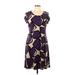 Tiana B. Casual Dress - Mini Scoop Neck Short sleeves: Purple Dresses - Women's Size Large