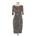 Connected Apparel Casual Dress - Sheath: Brown Brocade Dresses - Women's Size 10
