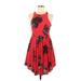 Free People Casual Dress - Fit & Flare: Red Floral Dresses - Women's Size 0