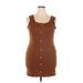 No Boundaries Casual Dress - Bodycon Square Sleeveless: Brown Print Dresses - Women's Size 2X-Large