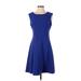 Marc New York Andrew Marc Casual Dress - Shift: Blue Solid Dresses - Women's Size 4