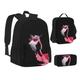 SUHNGE Hello Glasses Flamingo Print Backpack School Bookbags Set Lunch Bag Pencil Case School Backpacks Girls Boys