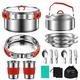 Camping Cooking Set,Stainless Steel Camping Pans Pots with Kettle Cups Plates Forks Knives Spoons for Outdoor Hiking BBQ Picnic Campfire Backpacking Travel for 2 People