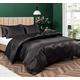 P Pothuiny 3 Pieces Satin Duvet Cover Twin/Twin XL Size, Luxury Silky Like Black Duvet Cover Bedding Set with Zipper Closure, 1 Duvet Cover + 2 Pillow Cases (No Comforter)