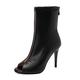 HROYL Peep Toe Heels for Women Dance High Heel Open Toe Latin Dance Boots,DS-9676-02-YG-Black-11-S,UK 7