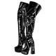 blingqueen Platform Heel Thigh High Boots for Women Chunky Block Heels Booties Zip Up Over The Knee High Boots with Rivets Chains Grommets Buckle Punk Boots Riding Motorcycle Sock Boots Black Size 11