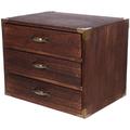 Kichvoe Vintage Wooden Desktop Organizer 3 Drawer Desk Organizing Cabinet Rustic Wood Storage Box for Jewelry Home Office Countertop (Three Drawers)