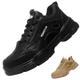 Bawalon Steel Cap Trainers Mens Womens Waterproof Work Trainers, Lightweight Wide Fit Safety Shoes Trainers for Men Women Black 5 UK (Label Size:38)