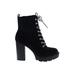 Mix No. 6 Ankle Boots: Combat Chunky Heel Casual Black Solid Shoes - Women's Size 9 - Round Toe