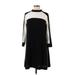 BCBGMAXAZRIA Casual Dress - Mini High Neck 3/4 sleeves: Black Color Block Dresses - Women's Size 2X-Small