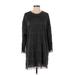 Zara W&B Collection Casual Dress - Mini High Neck 3/4 sleeves: Black Print Dresses - Women's Size Small